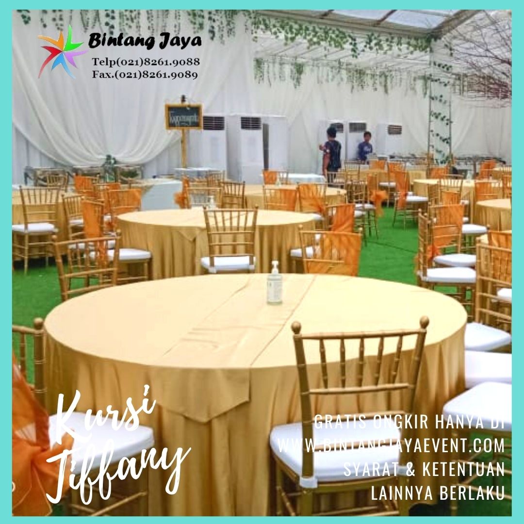 Sewa Kursi Tiffany Gold Bantalan empuk dan nyaman Murah Pesta
