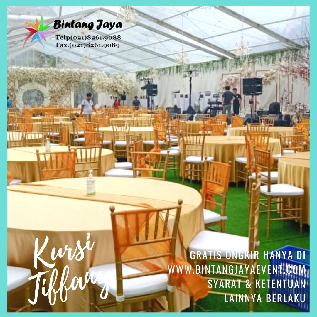 Sewa Kursi Tiffany Gold Bantalan empuk dan nyaman Murah Pesta