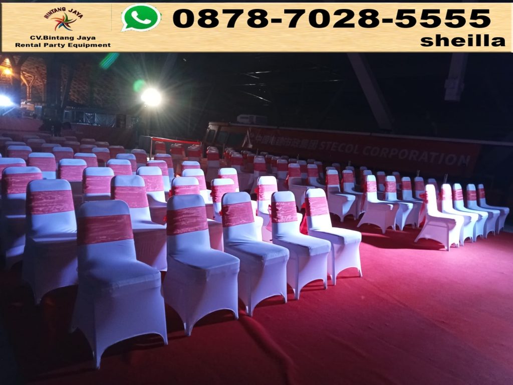 Sewa kursi futura cover streeth putih pita merah murah jakarta