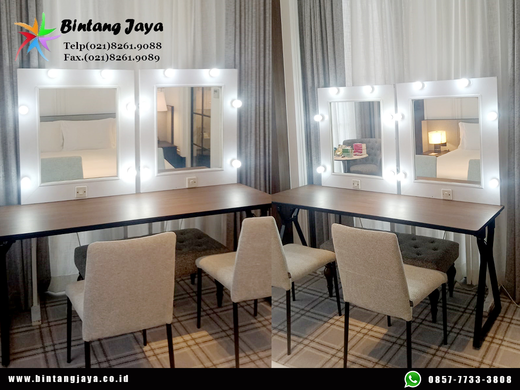 Rental Kaca Rias Putih Lampu Premium untuk Dressing Room dan Studio Makeup