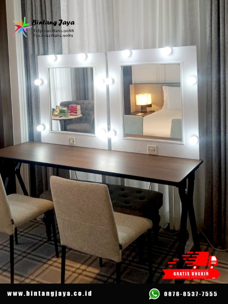 Rental Kaca Rias Putih Lampu Premium untuk Dressing Room dan Studio Makeup